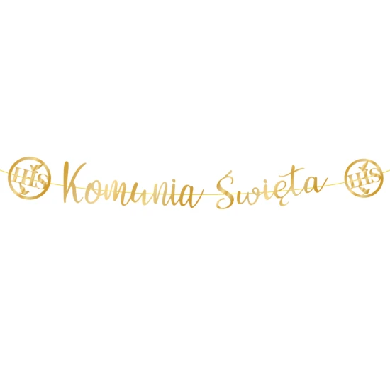 Baner KOMUNIA ŚWIĘTA Girlanda ozdobna złota
