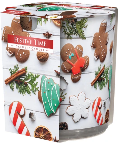 Świeca zapachowa CZAS RADOŚCI w szkle z wzorem "Merry Christmas"