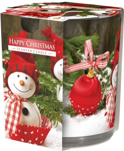 Świeca zapachowa WESOŁE ŚWIĘTA w szkle z wzorem "Merry Christmas"