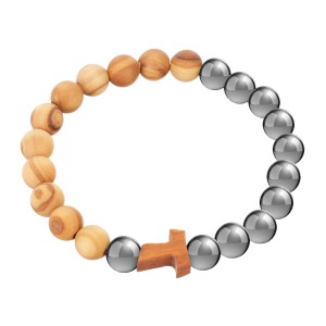 Bransoletka - Hematyt + Drzewo Oliwne 