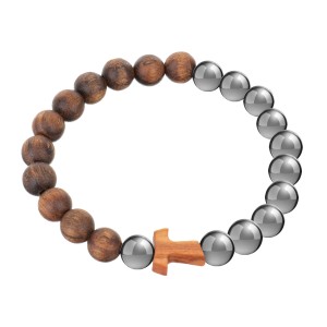 Bransoletka - Hematyt + Drzewo Orzech Włoski + Drzewo Oliwne 