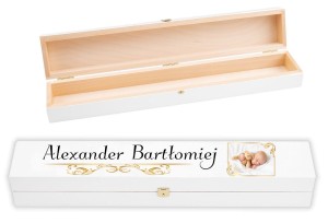 Pudełko drewniane na świecę ze zdjęciem VINTAGE- Chrzest Święty nadruk UV