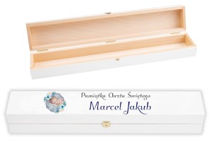 Pudełko drewniane ze zdjęciem - Chrzest Święty nadruk UV