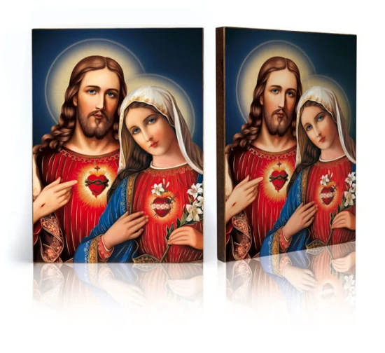 Ikona religijna Serce Maryi i Serce Jezusa z certyfikatem