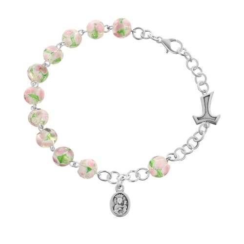 Różaniec bransoletka z krzyżem tau oraz medalikiem