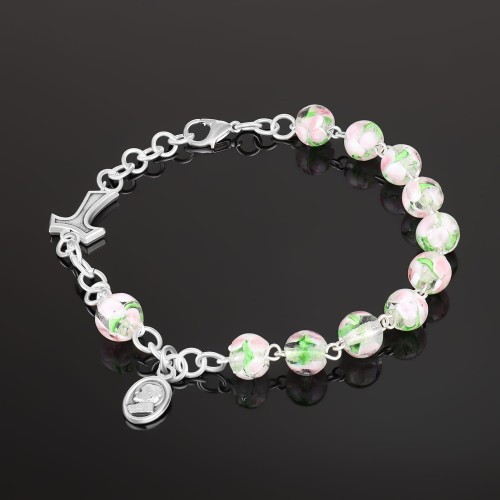 Różaniec bransoletka z krzyżem tau oraz medalikiem