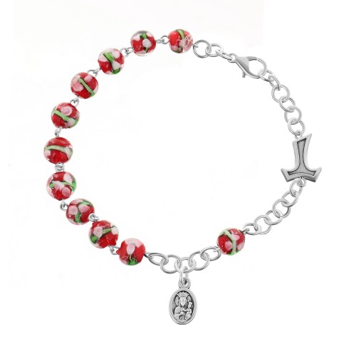 Różaniec bransoletka z krzyżem tau oraz medalikiem