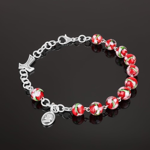 Różaniec bransoletka z krzyżem tau oraz medalikiem