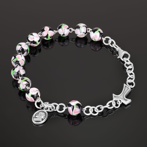 Różaniec bransoletka z krzyżem tau oraz medalikiem