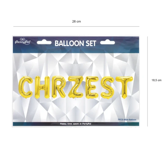 Balon foliowy napis CHRZEST złoty