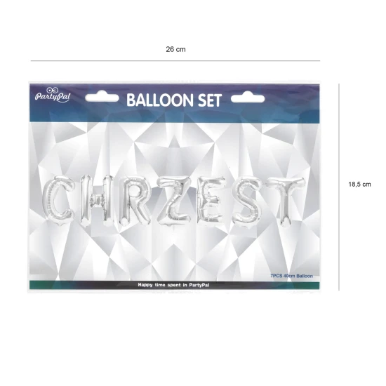 Balon foliowy napis CHRZEST srebrny