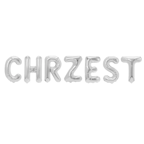 Balon foliowy napis CHRZEST srebrny