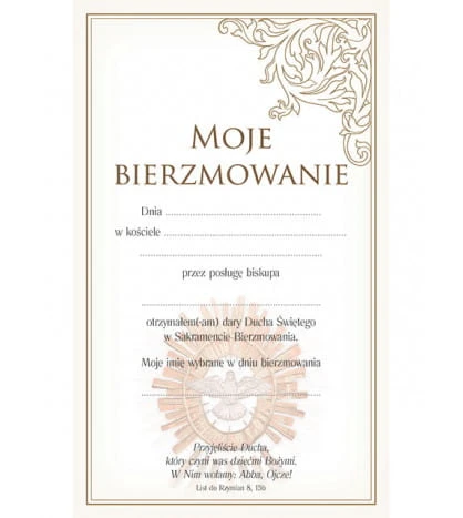 Pamiątka Sakramentu Bierzmowania