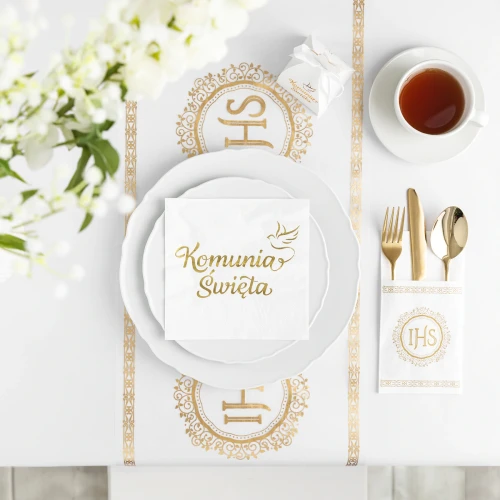Serwetki białe Komunia Święta IHS -10 szt