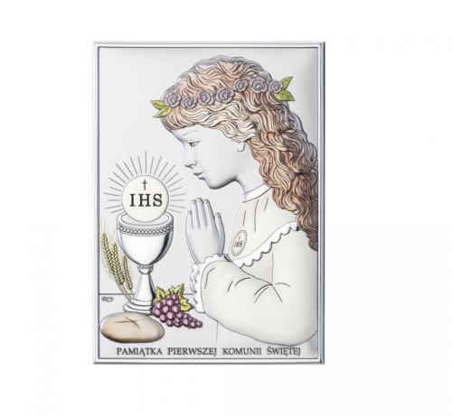 Obrazek srebrny - Pamiątka I Komunii Świętej - 12x16