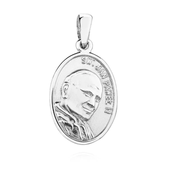 Srebrny medalik KAROL WOJTYŁA łańcuszek pr. 925 DEDYKACJA - Pamiątka Prezent