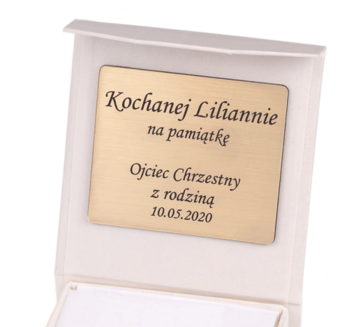 ZŁOTY komplet MEDALIK KRZYŻA z łańcuszkiem pr. 585 DEDYKACJA - Pamiątka Prezent