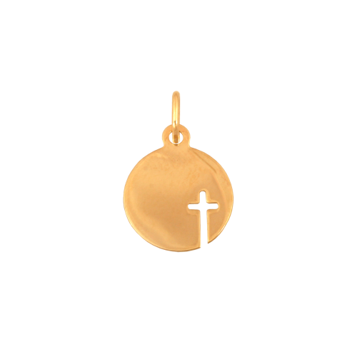 ZŁOTY komplet MEDALIK KRZYŻA z łańcuszkiem pr. 585 DEDYKACJA - Pamiątka Prezent