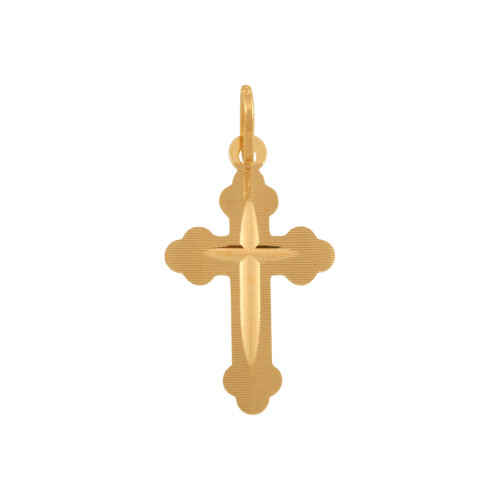 ZŁOTY komplet KRZYŻYK TRÓLISTNY z łańcuszkiem pr. 585 DEDYKACJA - Pamiątka Prezent