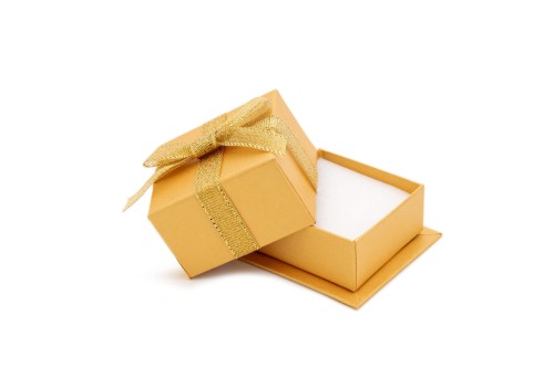 Etui Tekturowe z Kokardką - Złoty + Złota wstążka