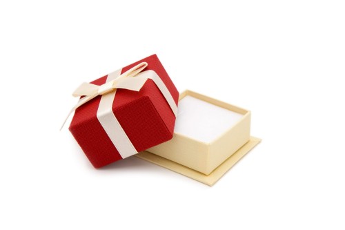 Etui Tekturowe z Kokardką - Czerwony + Kremowa wstążka