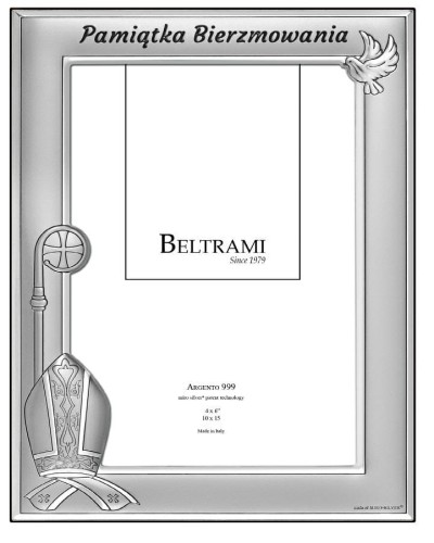 Srebrna ramka na zdjęcie - Pamiątka Bierzmowania 10x15