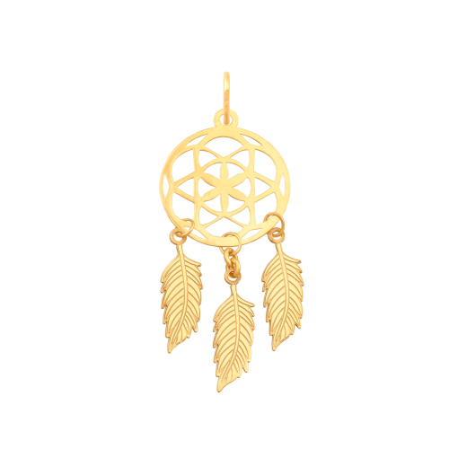 ZŁOTY komplet ŁAPACZ SNÓW z łańcuszkiem pr. 585 DEDYKACJA - Pamiątka Prezent