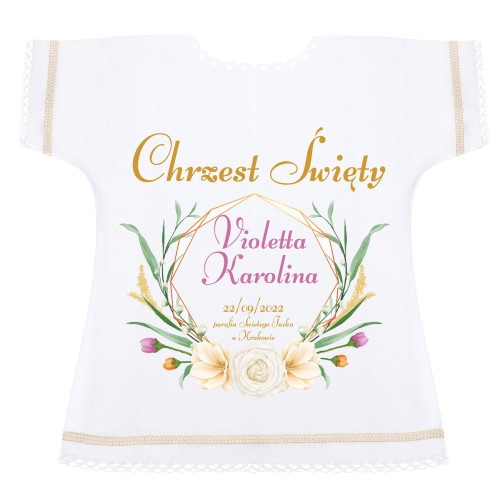 Szatka na chrzest z motywem RZYMSKIM - Pamiątka Chrztu Świętego