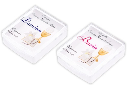 Pudełeczko na różaniec z nadrukiem UV - KOMUNIA