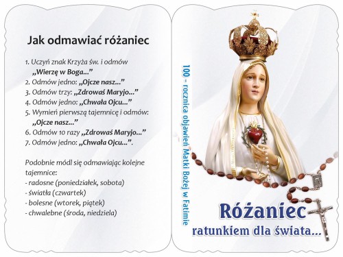 Karnet modlitewny różańcowy - Matka Boża Fatimska