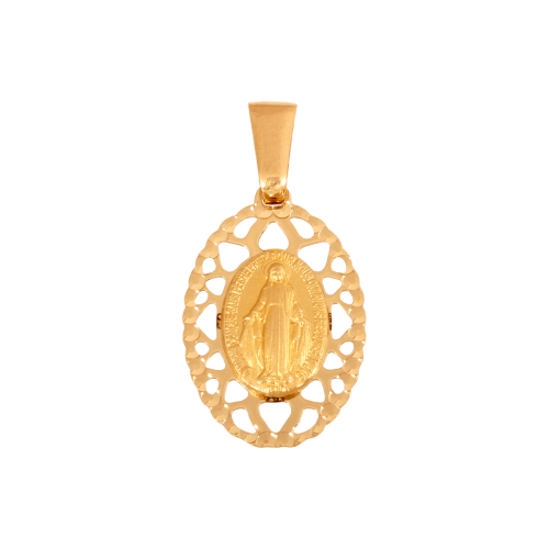 Złoty medalik i łańcuszek pr. 585 CUDOWNY MEDALIK M.B. Niepokalana ażurowa korona