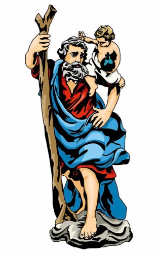 Święty Krzysztof - naklejka folia