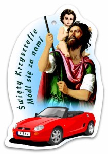Święty Krzysztof - Zawieszka samochodowa 10 PRZYKAZAŃ DLA KIEROWCY