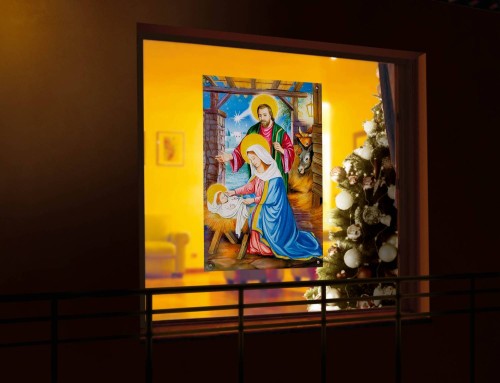 Ozdoba do okna - Boże Narodzenie - Szopka w gwieździe 30 x 60 cm