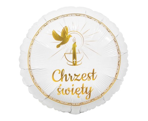 Balon foliowy okrągły Chrzest Święty, 33 cm