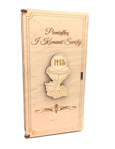 Pudełko upominkowe na drobiazgi IHS - pamiątka Komunii Świętej