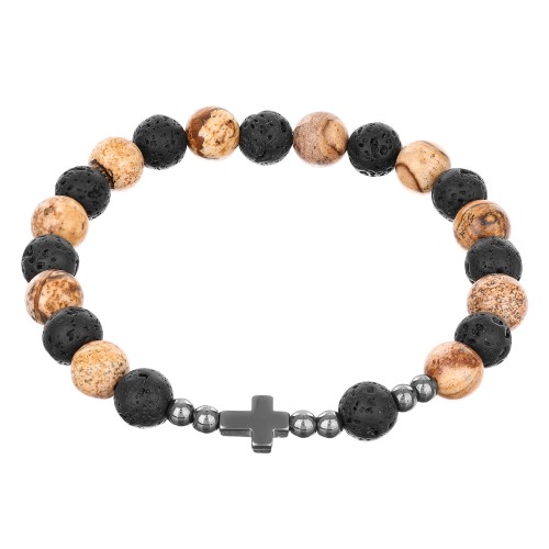 Bransoletka - Lawa Wulkaniczna & Jaspis