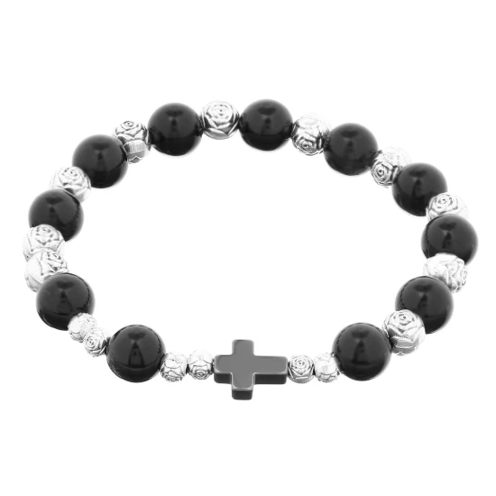 Bransoletka - dziesiątek różańca - ONYX czarny