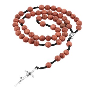 Różaniec  JPII z minerału kamienia - PIASEK PUSTYNI