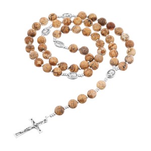 Różaniec z kamieni szlachetnych JASPIS OBRAZKOWY