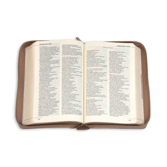 Biblia z kolorową wkładką. Oprawa FLEXY z suwakiem, złocone brzegi kartek
