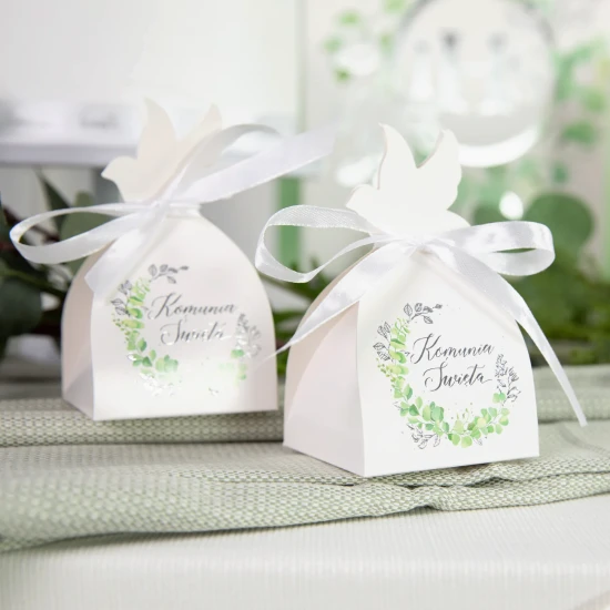 Pudełko na prezent dla gości Eukaliptus srebrny 6 szt - podziękowania gości