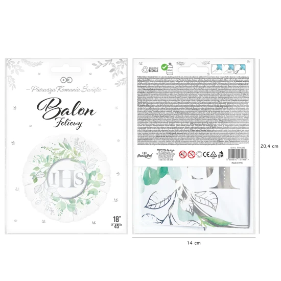 Balon foliowy IHS Eukaliptus srebrny 45cm