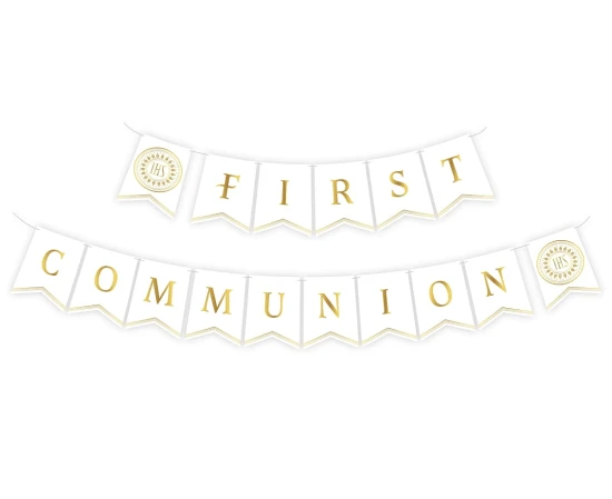 Baner komunijny FIRST COMMUNION Girlanda ozdobna 300cm