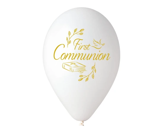 Balony komunijne FIRST COMMUNION 12cali 5szt ZESTAW