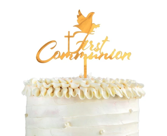 Dekoracja akrylowa na tort FIRST COMMUNION topper okazjonalny