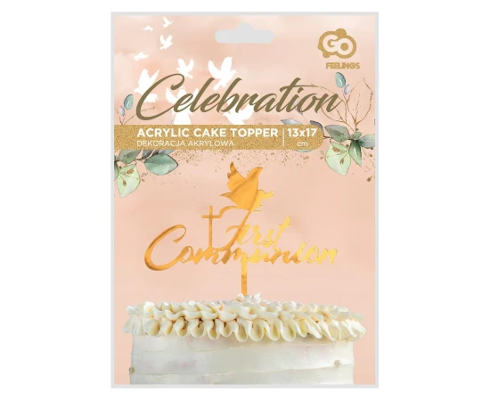 Dekoracja akrylowa na tort FIRST COMMUNION topper okazjonalny