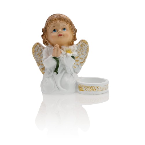 Świecznik - aniołek - IHS - pamiątka - Pierwsza Komunia Święta