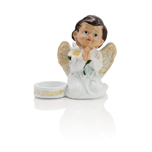 Świecznik - aniołek - IHS - pamiątka - Pierwsza Komunia Święta