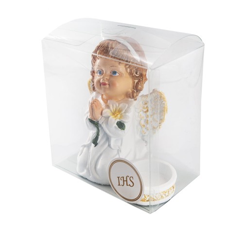 Świecznik - aniołek - IHS - pamiątka - Pierwsza Komunia Święta